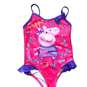 Peppa Pig girls size 2T pink & purple one piece swimsuit